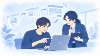 業務負担を抱える顧客を観察しながら困りごとを把握する様子